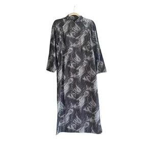 Handmade Swirl Print Long Sleeve Chinese Long Sleeve Asian Tunic Dress XS/S